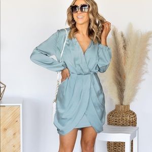 Entro Satin Long Sleeve Mini Dress
